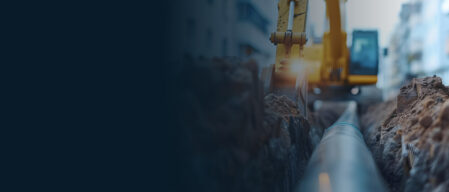 Construction equipment digging hole.